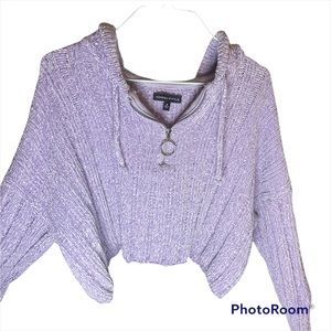 Kendall and Kylie, cropped size small purple hooded sweater